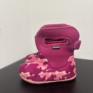 Bogs Baby Classic Pink Camo Waterproof Boots Size 6 Toddler Pull On Snow